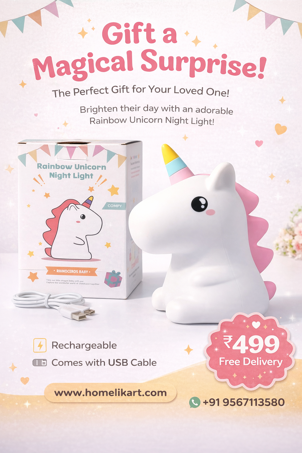RAINBOW UNICORN NIGHT LIGHT